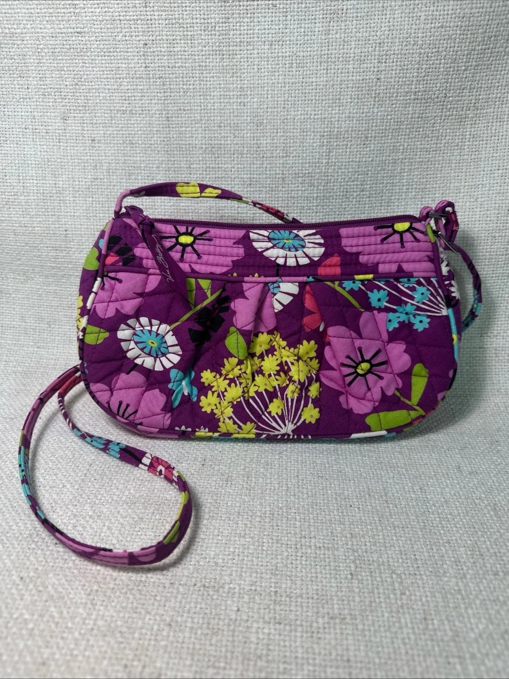 Vera Bradley Frannie Crossbody Purse In Flutterby Purple Floral Quilted